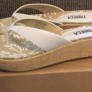 Kenneth Cole Tribeca White wedge sandals OUTLAW size 7.5